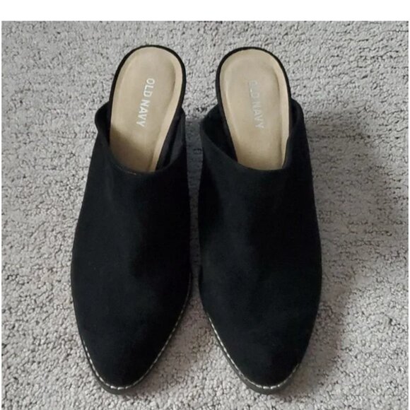 2 PAIRS of Old Navy Faux Suede Mules - 1 Black and 1 Brown - SZ: 8 - EUC - Picture 3 of 9